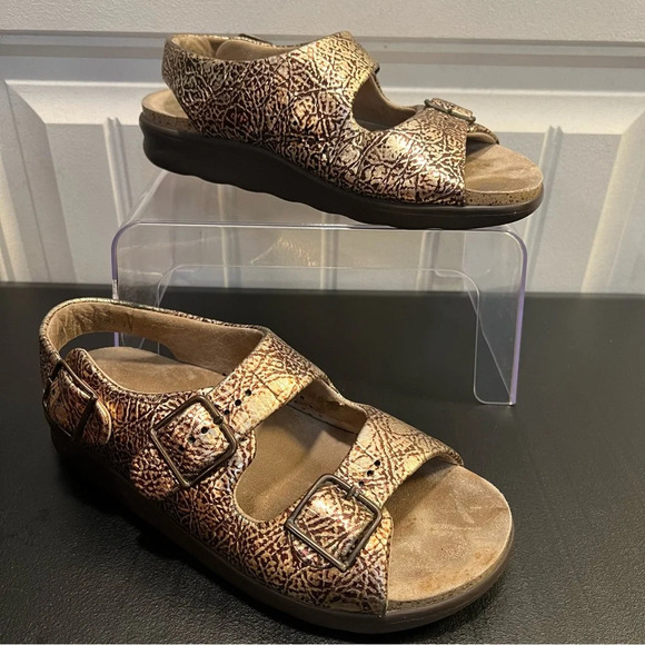 SAS Relaxed Walking Sandals Tripad Comfort Gold Snakeskin Print. Size 7 1/2. - Picture 6 of 13